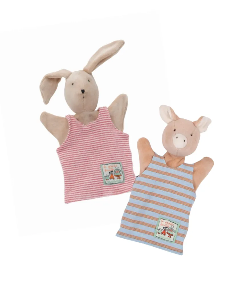 Moulin Roty – zestaw pacynek: świnka i królik