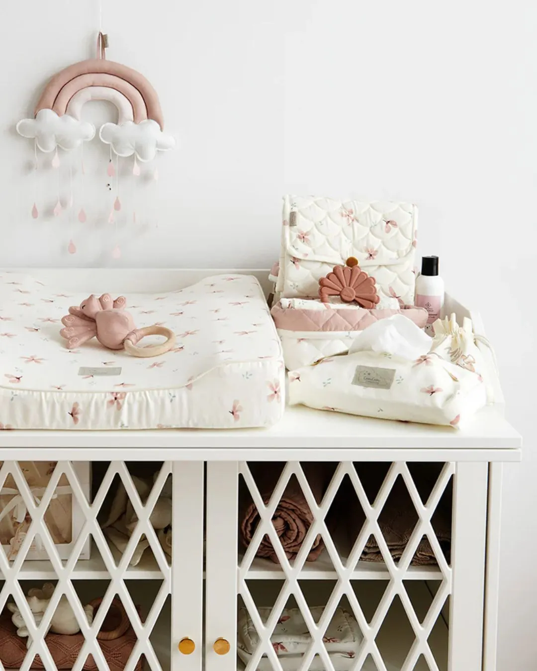 Cam Cam Copenhagen - pikowane kosze do przechowywania – zestaw 2 szt. OCS Windflower Creme Cam Cam Copenhagen - pikowane kosze do przechowywania – zestaw 2 szt. OCS Windflower Creme