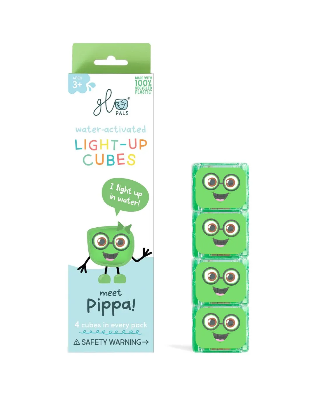 Glo Pals - kostki sensoryczne do kąpieli świecące w wodzie Pippa zielone Glo Pals - kostki sensoryczne do kąpieli świecące w wodzie Pippa zielone