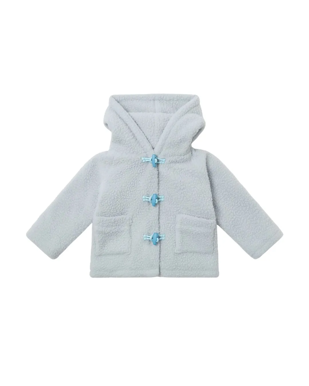 Stella McCartney - niebieska kurtka polarowa teddy fleece z kapturem Stella McCartney - niebieska kurtka polarowa teddy fleece z kapturem