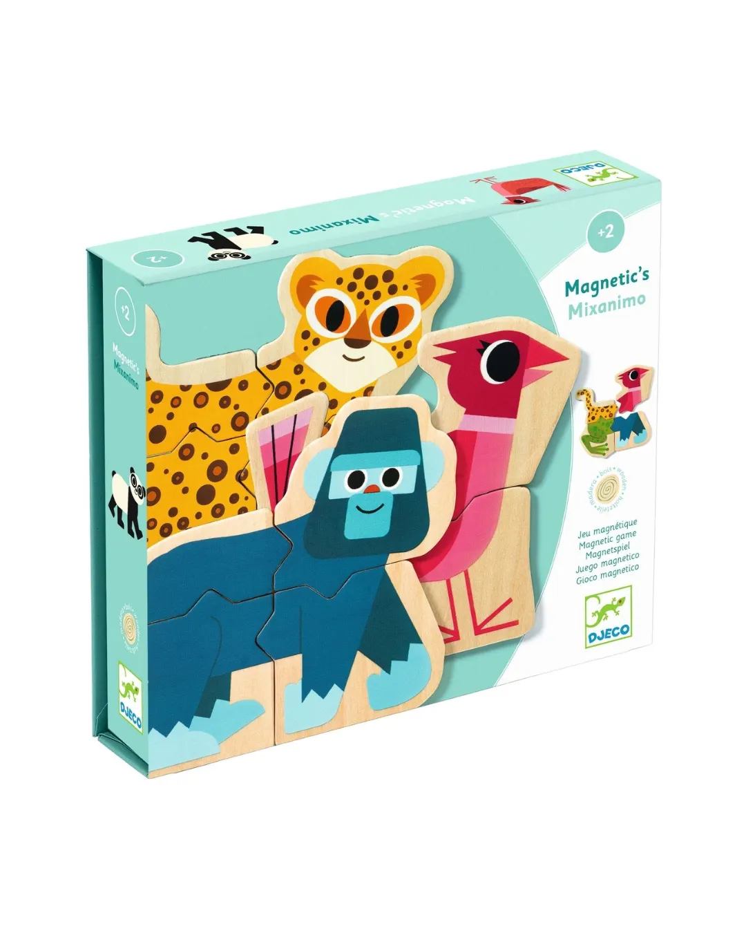 Djeco - drewniane puzzle magnetyczne zwierzęta 4 elementy