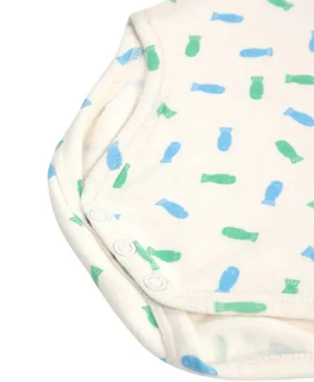 BOBO CHOSES - body niemowlęce z kopertowym dekoltem Lucky Fish off white 