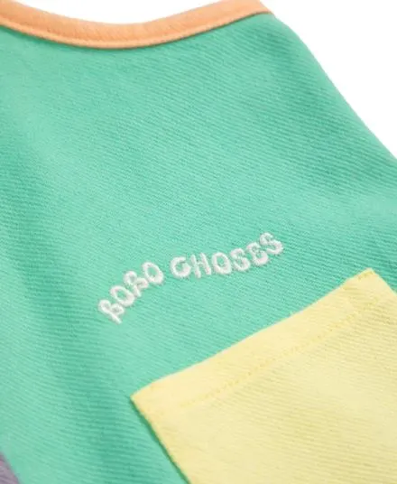 BOBO CHOSES - kombinezon dziecięcy na cienkich ramiączkach color block multicolor