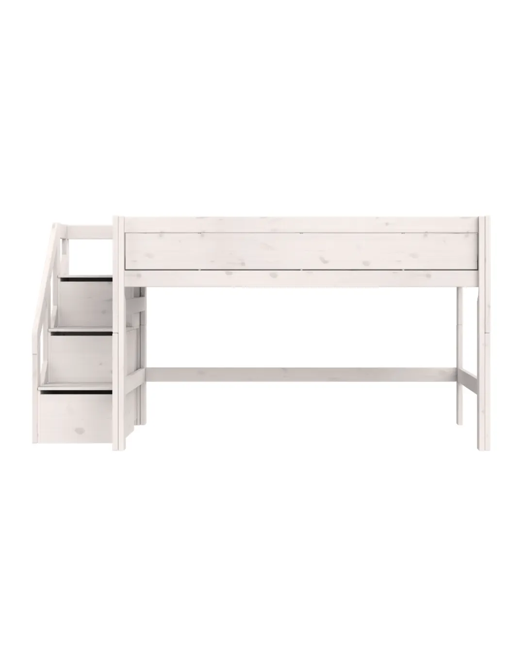 LIFETIME Kidsrooms - łóżko półwysokie Mid Sleeper ze schodami w rozmiarze 120x200 cm Whitewash Premium