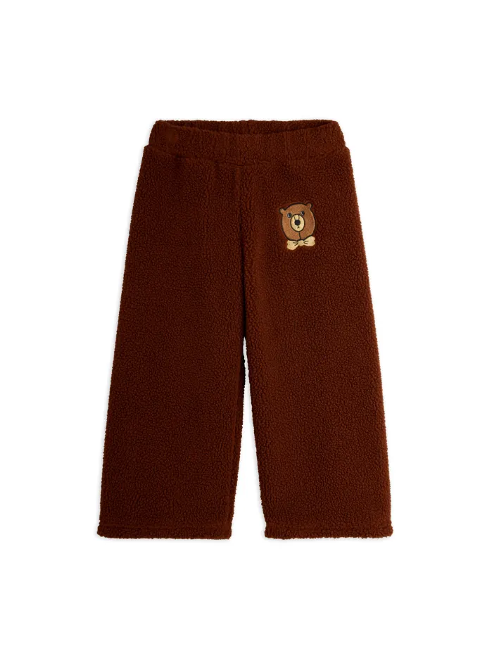 Mini Rodini - pluszowe spodnie z wyhaftowanym misiem