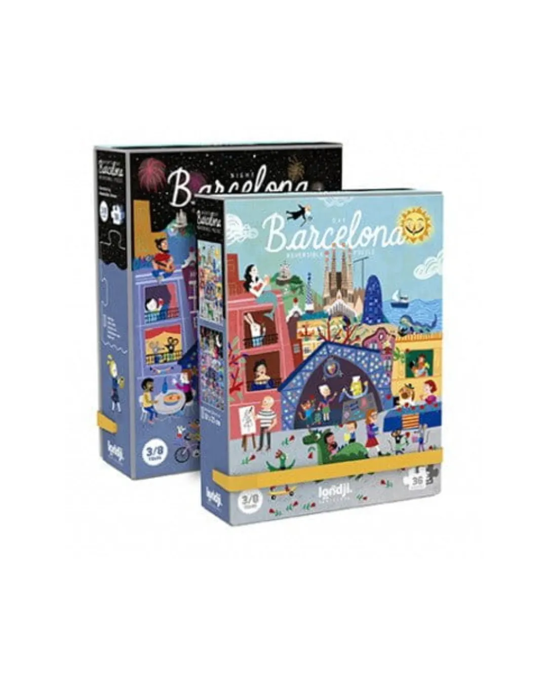 Londji - dwustronne puzzle dla dzieci Barcelona - Dzień i Noc