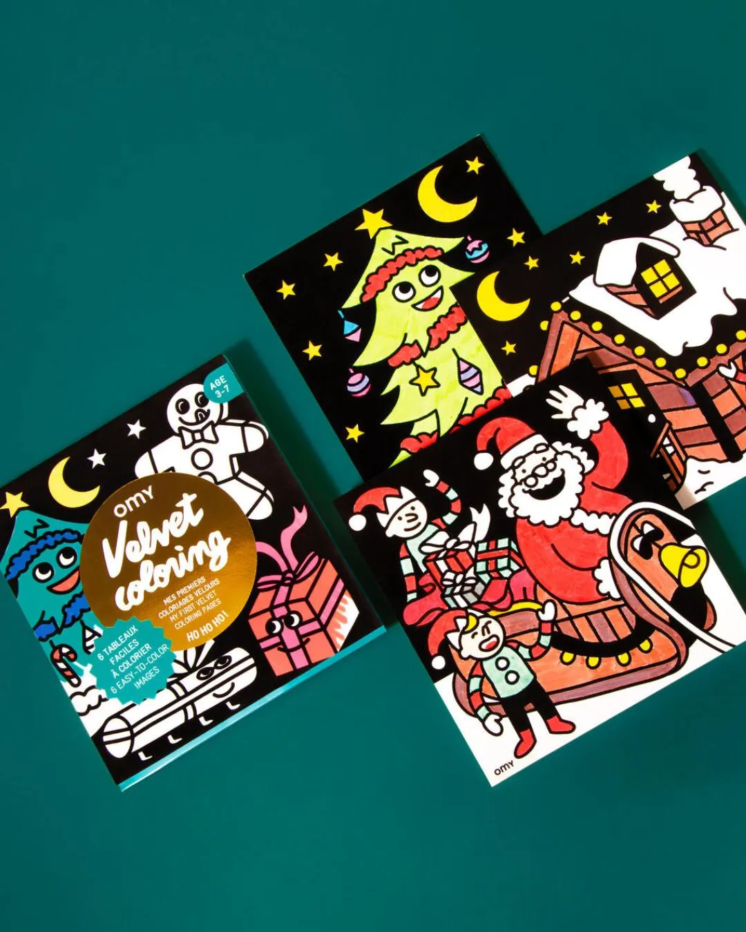 OMY - zestaw 6 welwetowych kolorowanek HOHOHO