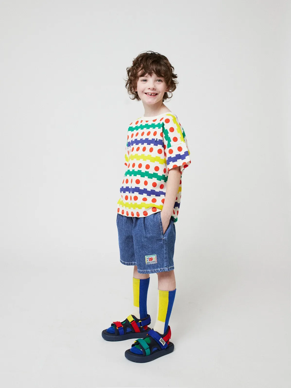 BOBO CHOSES - bermudy szorty dziecięce jeansowe Smiling mid denim blue niebieskie BOBO CHOSES - bermudy szorty dziecięce jeansowe Smiling mid denim blue niebieskie