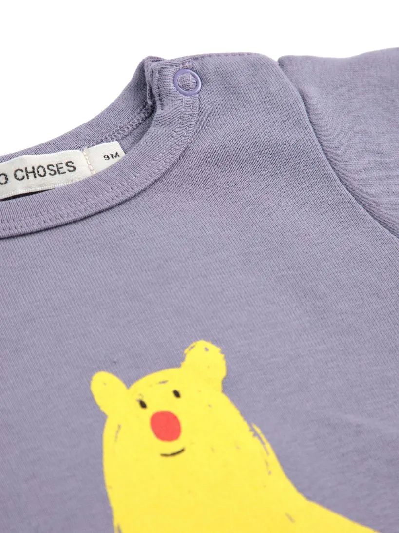 BOBO CHOSES - body niemowlęce Hug Me Bear z nadrukiem misia navy blue granatowe 