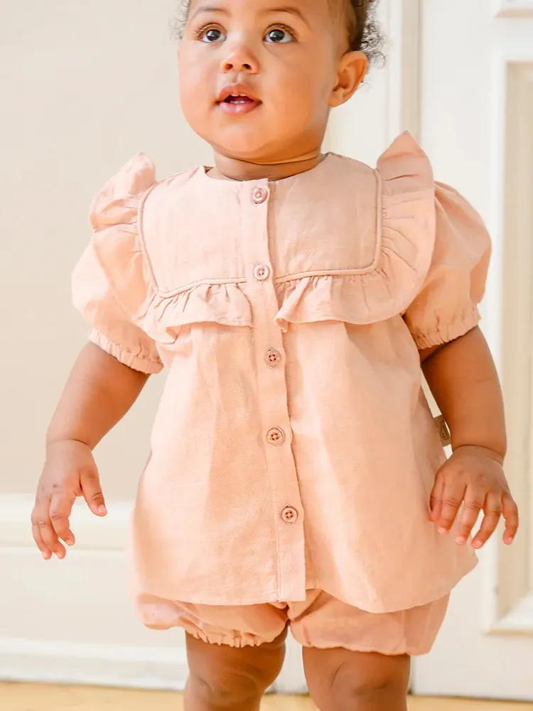 Cam Cam Copenhagen - bluzeczka z delikatnymi falbankami Cleo Coral