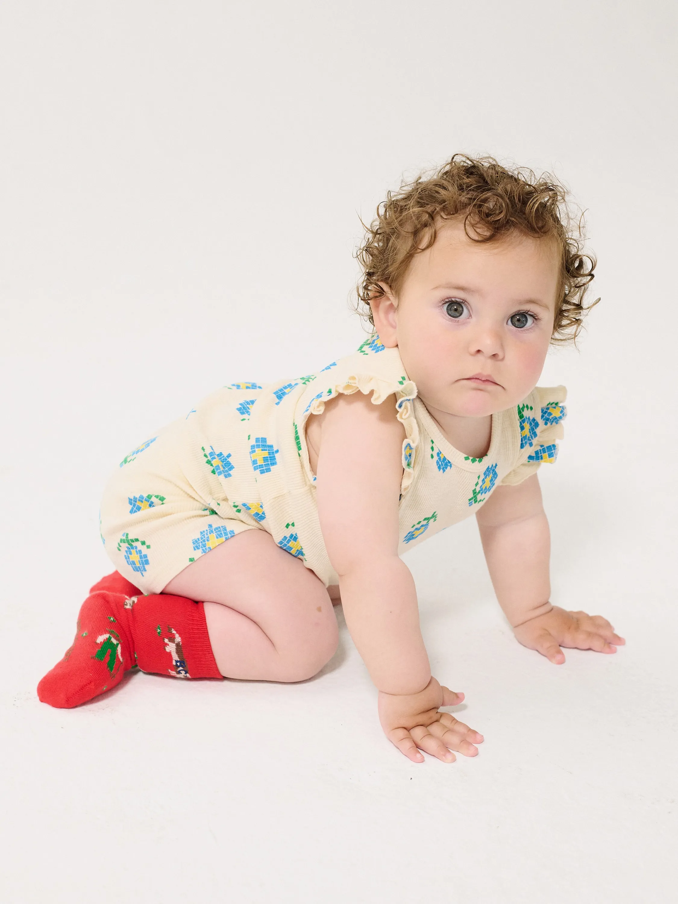 BOBO CHOSES - krótkie legginsy Pixel Flowers All Over