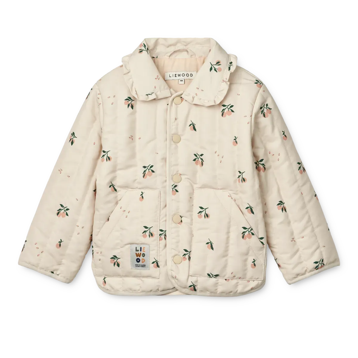 Liewood - kurtka pikowana z kołnierzykiem w falbankę Bea Jacket peach sea shell