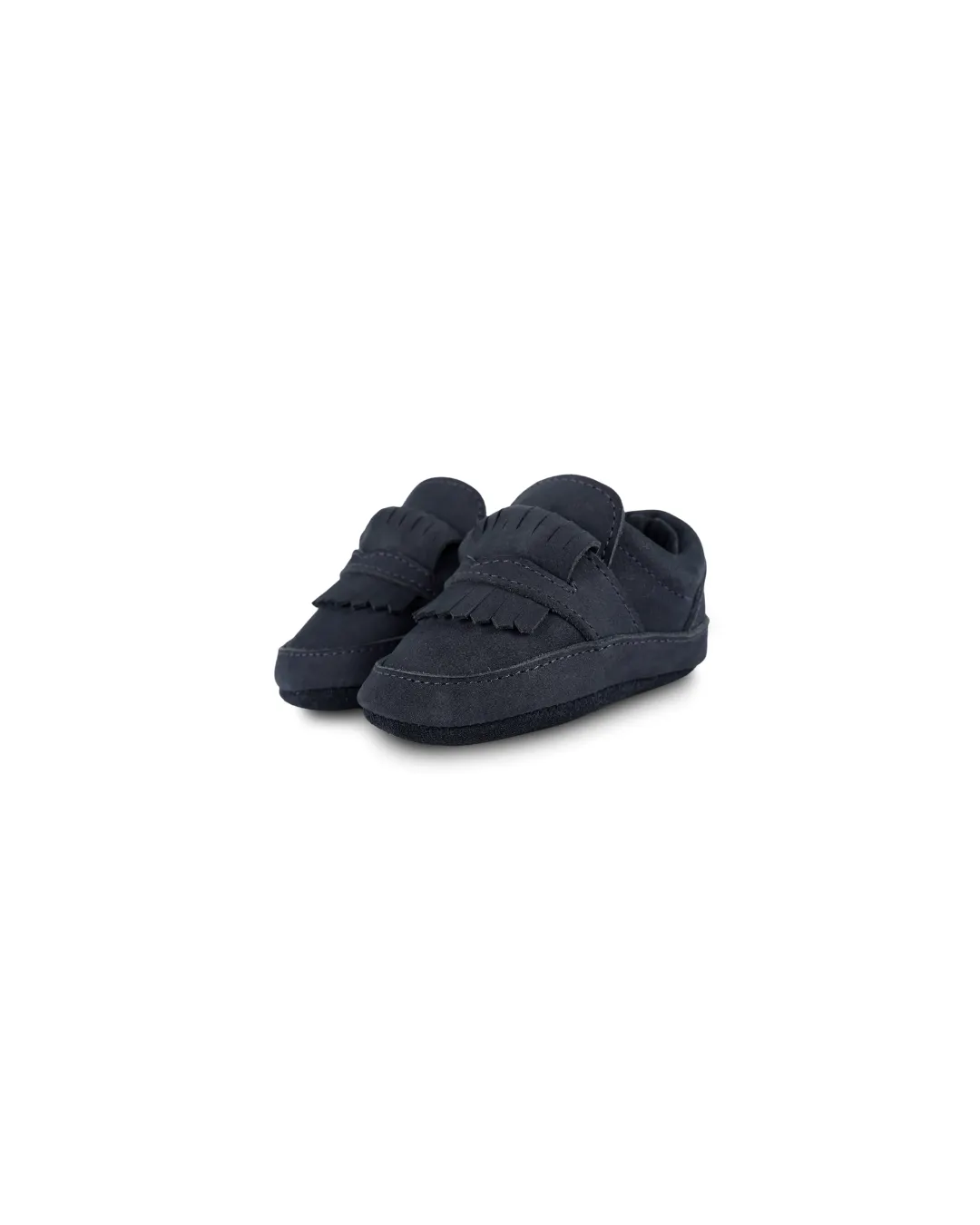 Donsje - skórzane buciki niemowlęce z frędzlami Jacx Shoes Navy Nubuck