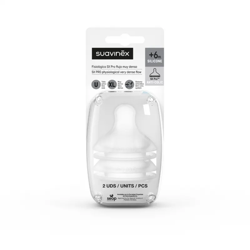 Suavinex - smoczki do butelek SX Pro przepływ XL do gęstych pokarmów +6m 2 szt.