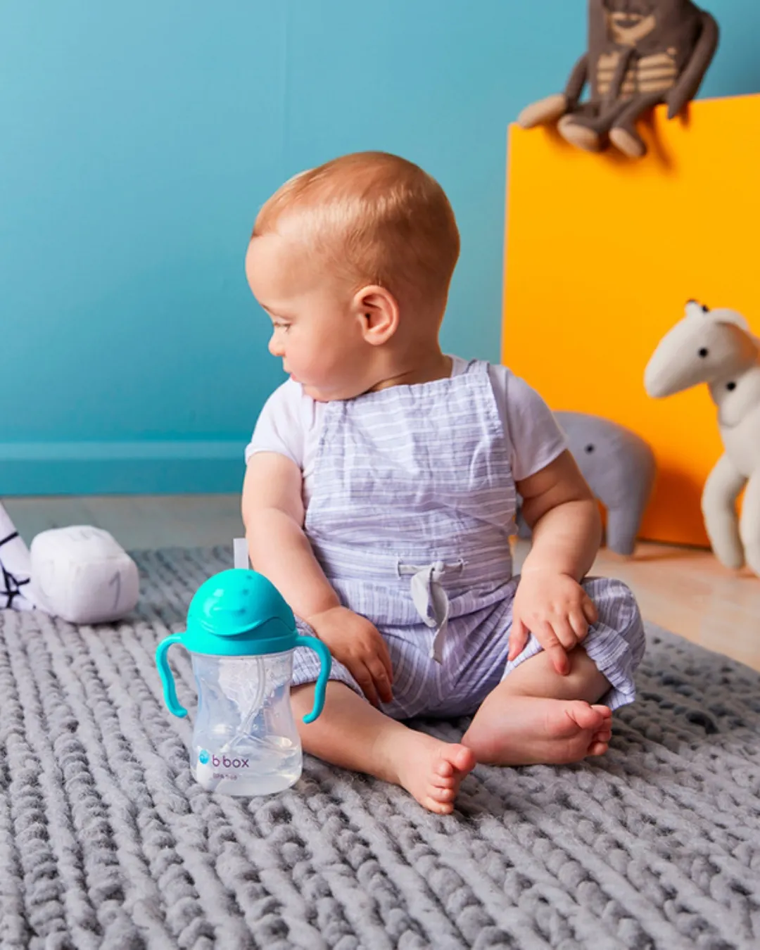 B.box - bidon dla dzieci - kubek niekapek ze słomką 240 ml lazurowy