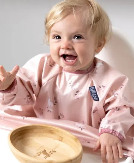 BiBADO - wodoodporny śliniak z długim rękawem BLW Curious Cottontails