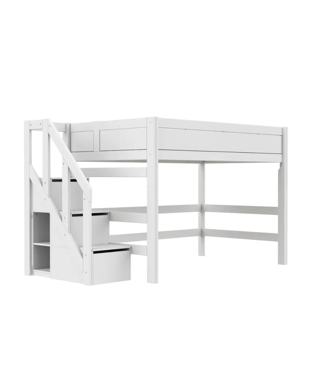 LIFETIME Kidsrooms - łóżko wysokie High Sleeper ze schodami 120x200 cm White Premium