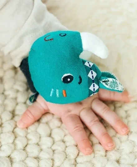 Lilliputiens - grzechotka na rączkę nosorożec Marius z szeleszczącą folią ECO 0 m+ Lilliputiens - grzechotka na rączkę nosorożec Marius z szeleszczącą folią ECO 0 m+