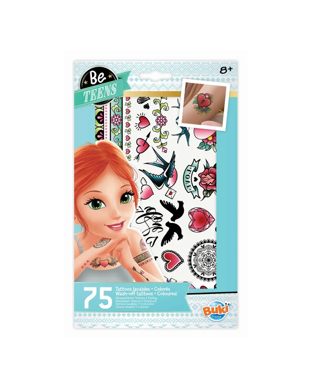 Buki - tatuaże zmywalne 75 sztuk kolorowe dla dziewczynki Buki - tatuaże zmywalne 75 sztuk kolorowe dla dziewczynki