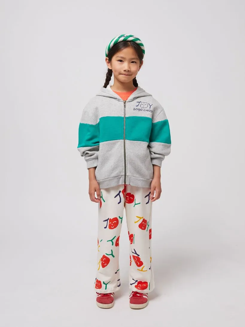 BOBO CHOSES - bluza dziecięca Smiling z uśmiechem z kapturem zapinana na zamek heather grey melanżowo-szara