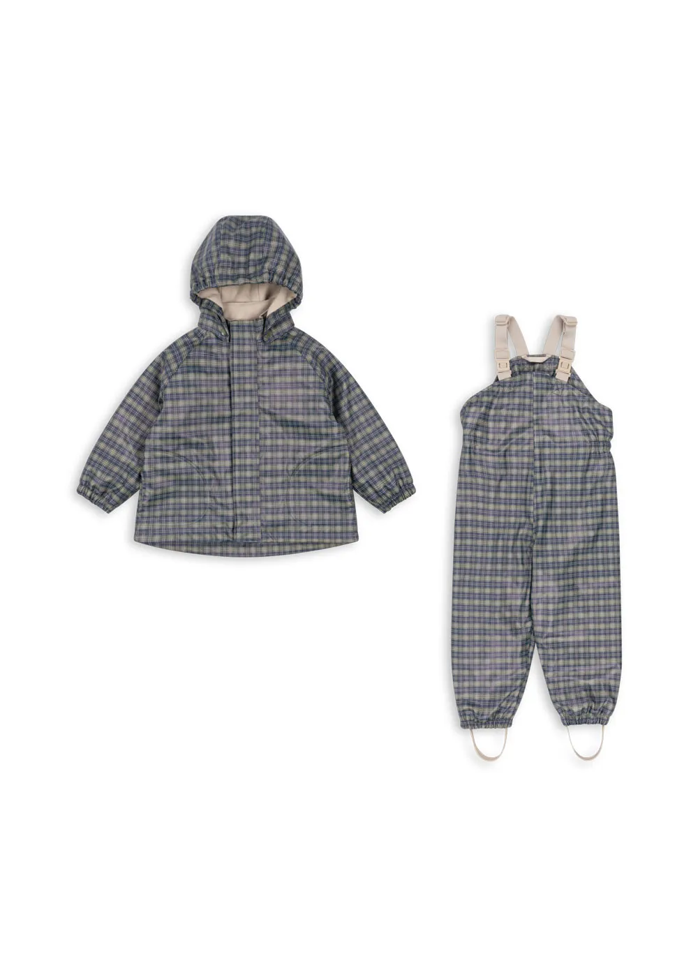 Konges Sløjd - zestaw przeciwdeszczowy Rainy Palme Set Laurel Blue Check Konges Sløjd - zestaw przeciwdeszczowy Rainy Palme Set Laurel Blue Check