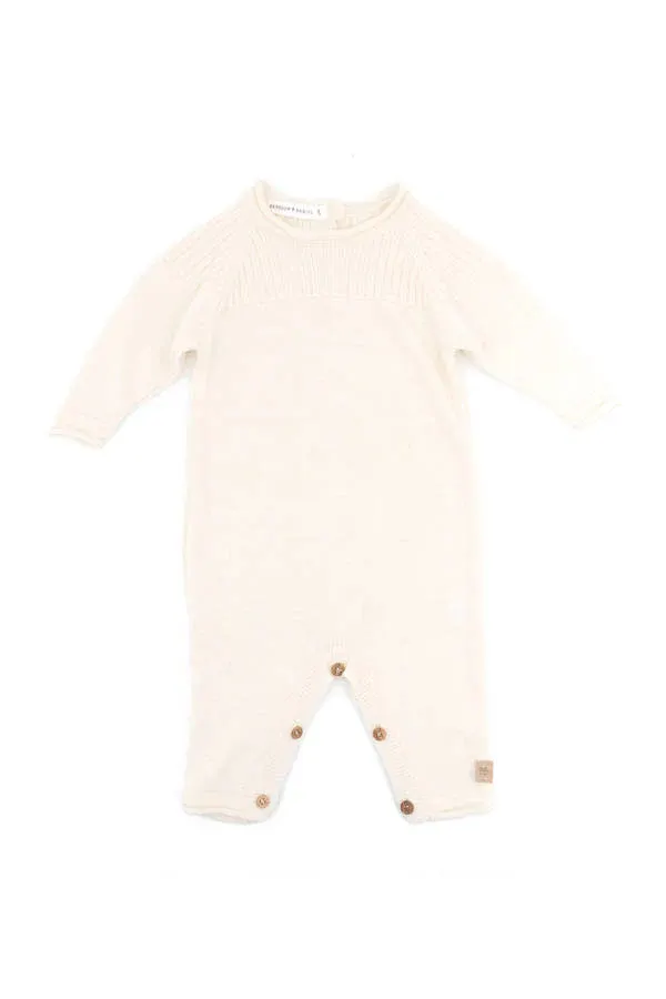 Bamboom - dzianinowy pajacyk bez stópek biały Bamboom - dzianinowy pajacyk bez stópek biały