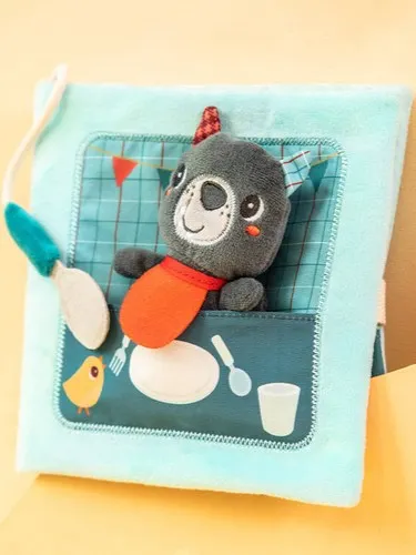 Lilliputiens - książeczka aktywizująca z pacynką na paluszek Wilk Louis 6m+