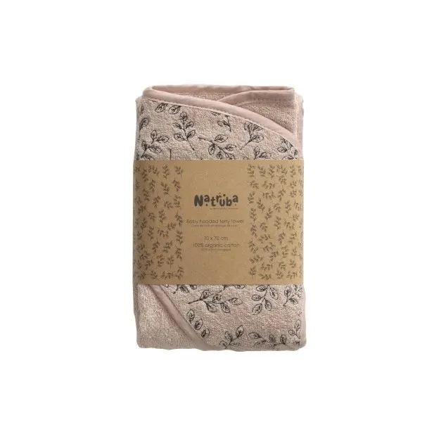 Natruba - ręcznik z kapturem z bawełny organicznej różowy Natruba - ręcznik z kapturem z bawełny organicznej różowy