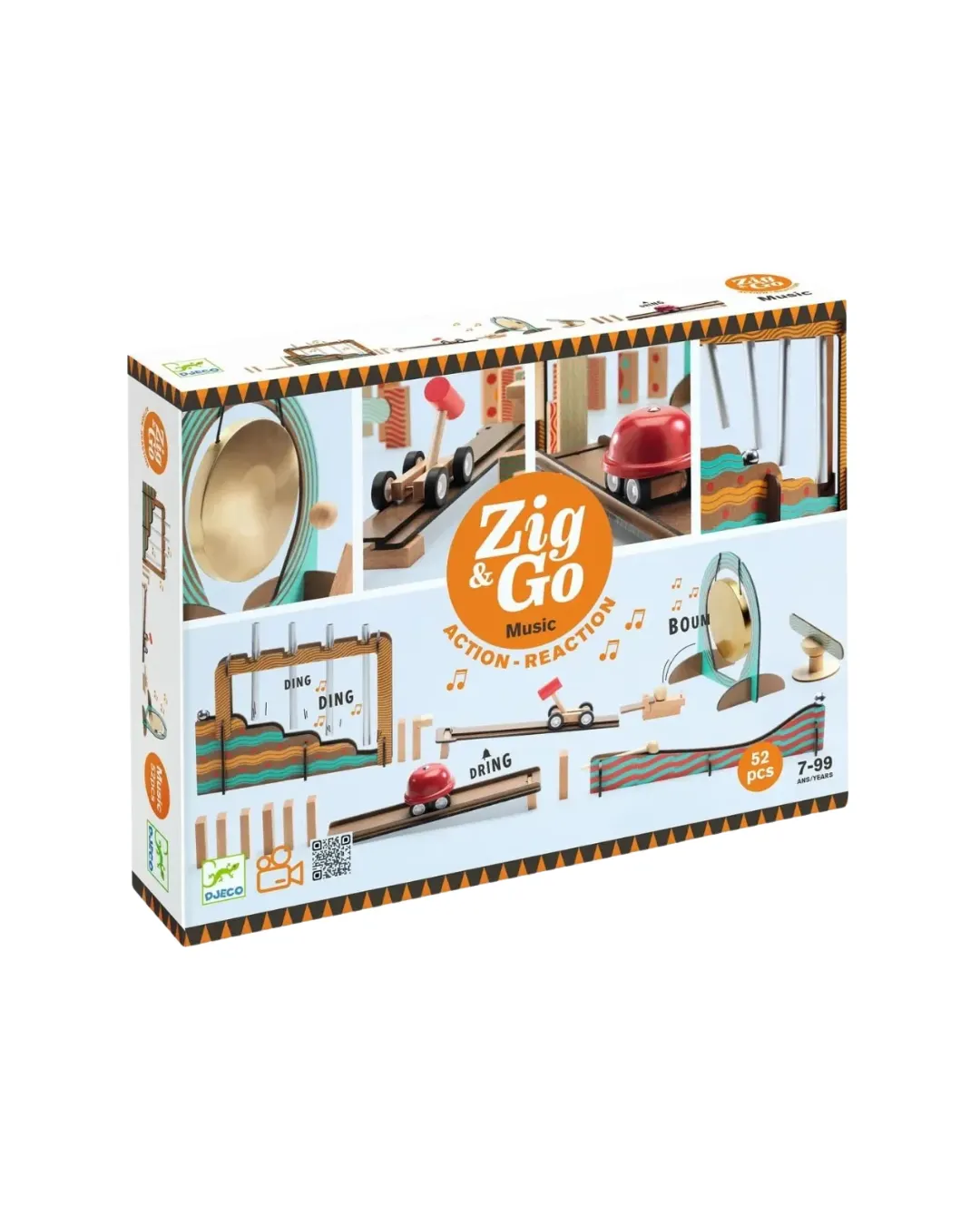 Djeco - zestaw drewniany dla dzieci Zig & Go - 52 elementy