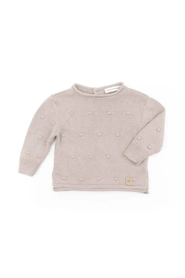 Bamboom - bambusowy sweter dla niemowlaka z pomponami kamelowy Bamboom - bambusowy sweter dla niemowlaka z pomponami kamelowy