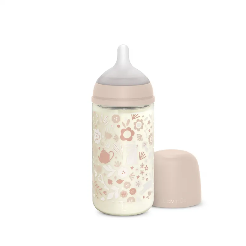 Suavinex - butelka szklana smoczek fizjologiczny SX Pro średni przepływ Wonderland 240ml Różowa liberty