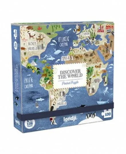 Londji - puzzle kieszonkowe 100 sztuk Odkrywaj Świat