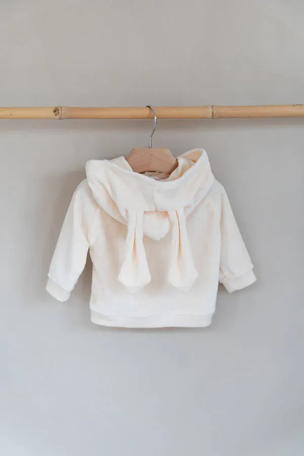 Bamboom - aksamitny kardigan z kapturem i uszami królika ecru Bamboom - aksamitny kardigan z kapturem i uszami królika ecru