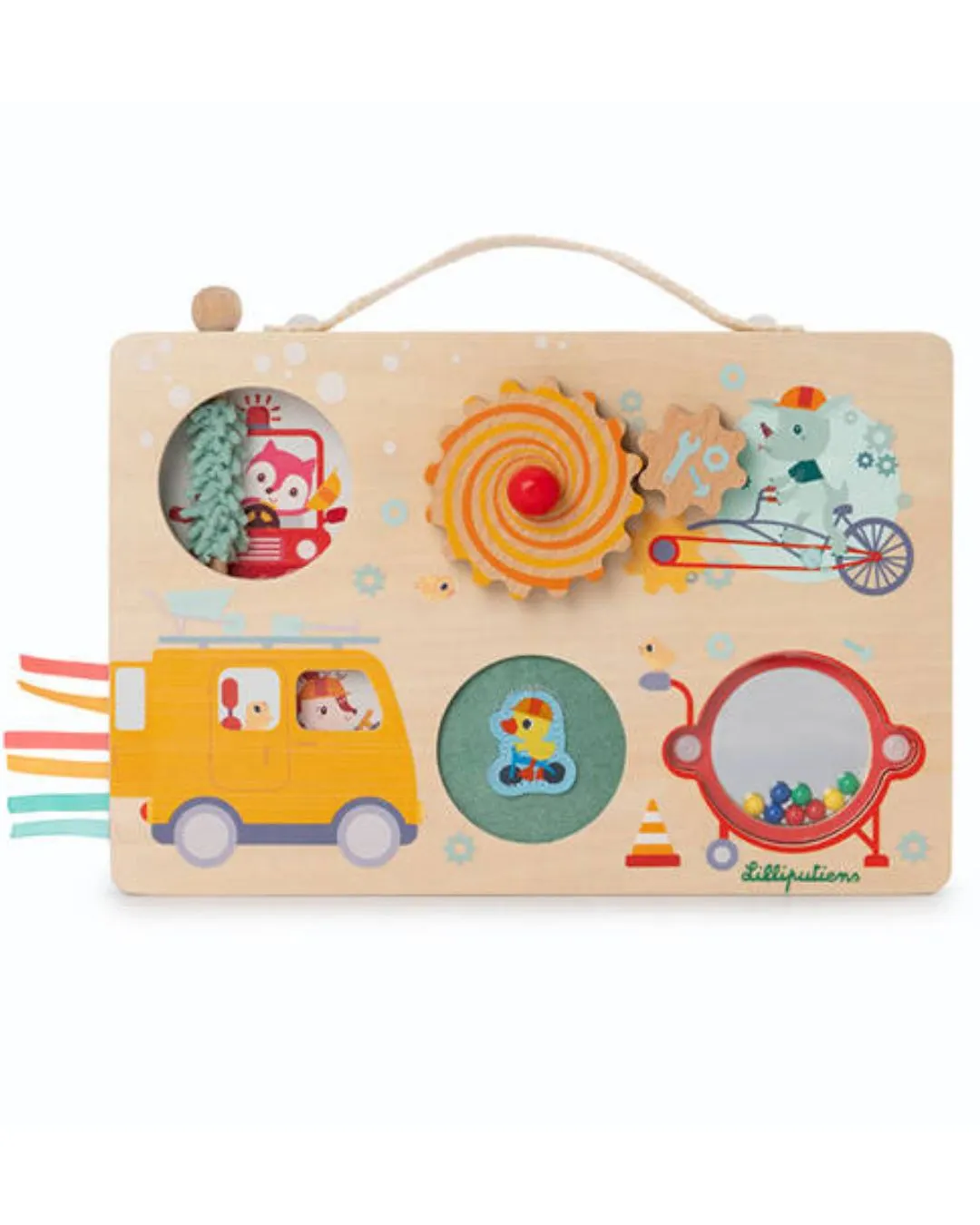 Lilliputiens - drewniana tablica manipulacyjna walizka Pojazdy 