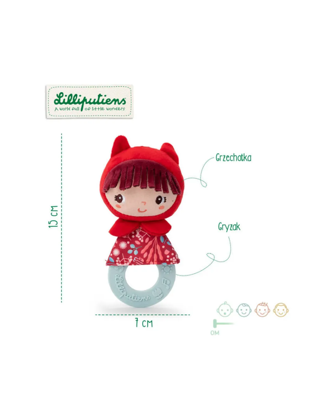 Lilliputiens - grzechotka z gryzakiem silikonowym Czerwony Kapturek