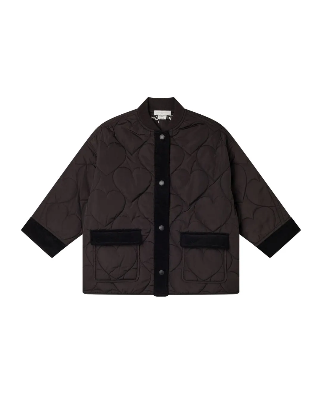 Stella McCartney - pikowana kurtka z sercami czarna Stella McCartney - pikowana kurtka z sercami czarna