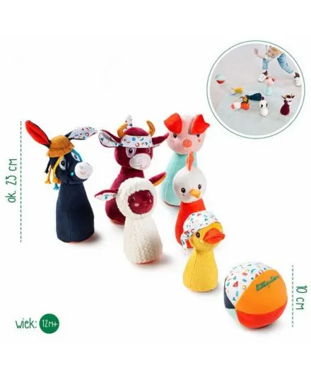 Lilliputiens - miękkie kręgle zabawki z piłką dzwoneczkiem Farma Lilliputiens - miękkie kręgle zabawki z piłką dzwoneczkiem Farma