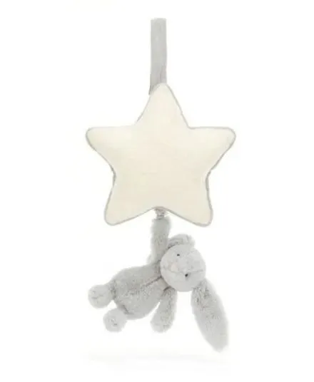 Jellycat - króliczek z gwiazdką i pozytywką srebrny 30 cm