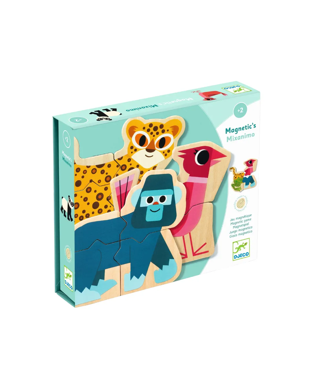 Djeco - drewniane puzzle magnetyczne zwierzęta 4 elementy