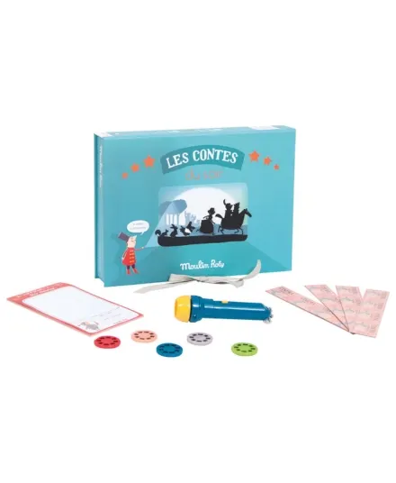 Moulin Roty - zestaw latarka z projektorem 5 opowieści Kino Les Contes Moulin Roty - zestaw latarka z projektorem 5 opowieści Kino Les Contes