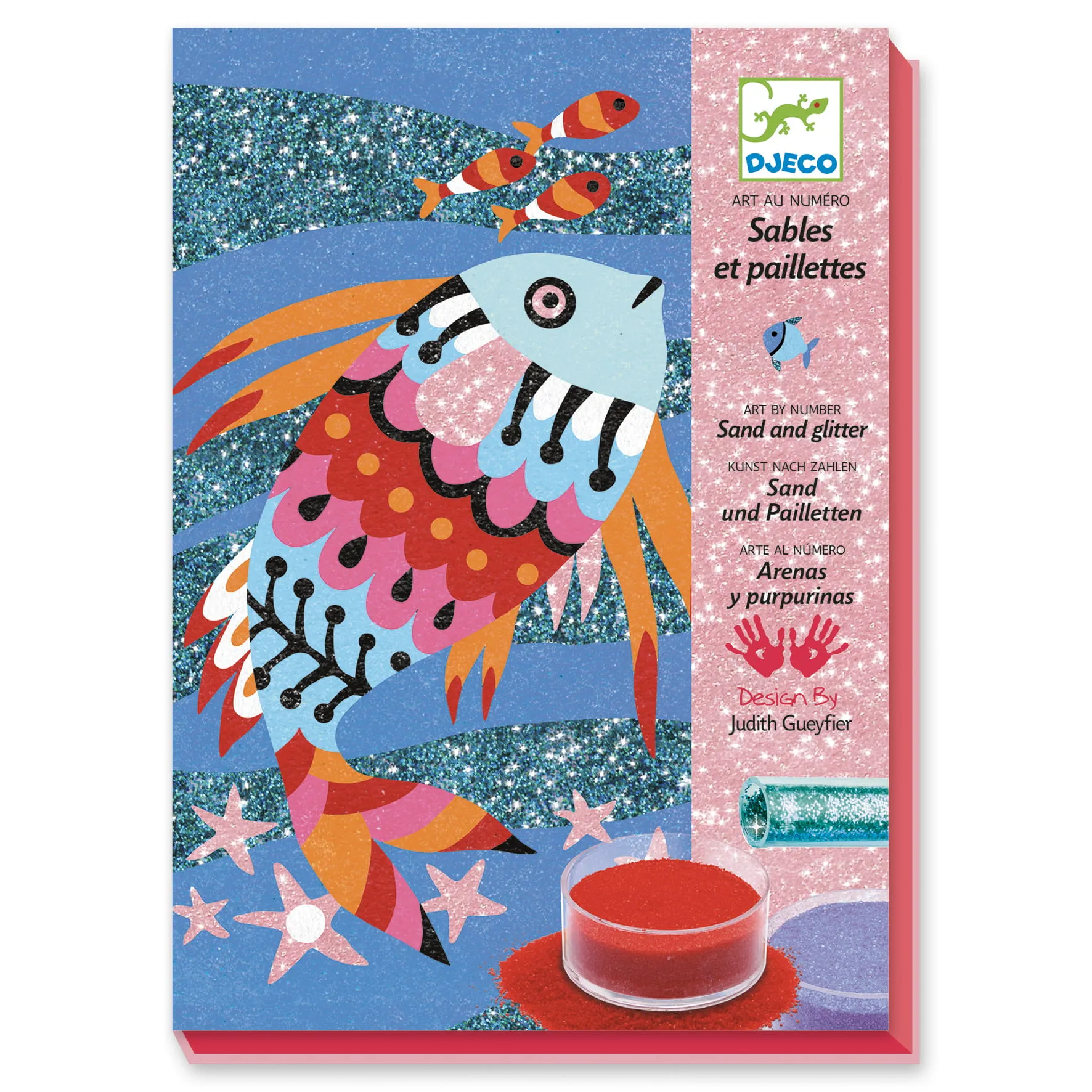 Djeco - zestaw artystyczny z piaskami i brokatem Tęczowe ryby