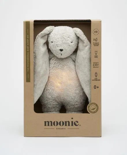 Moonie - szumiący królik organic z lampką Natur Gray Moonie - szumiący królik organic z lampką Natur Gray