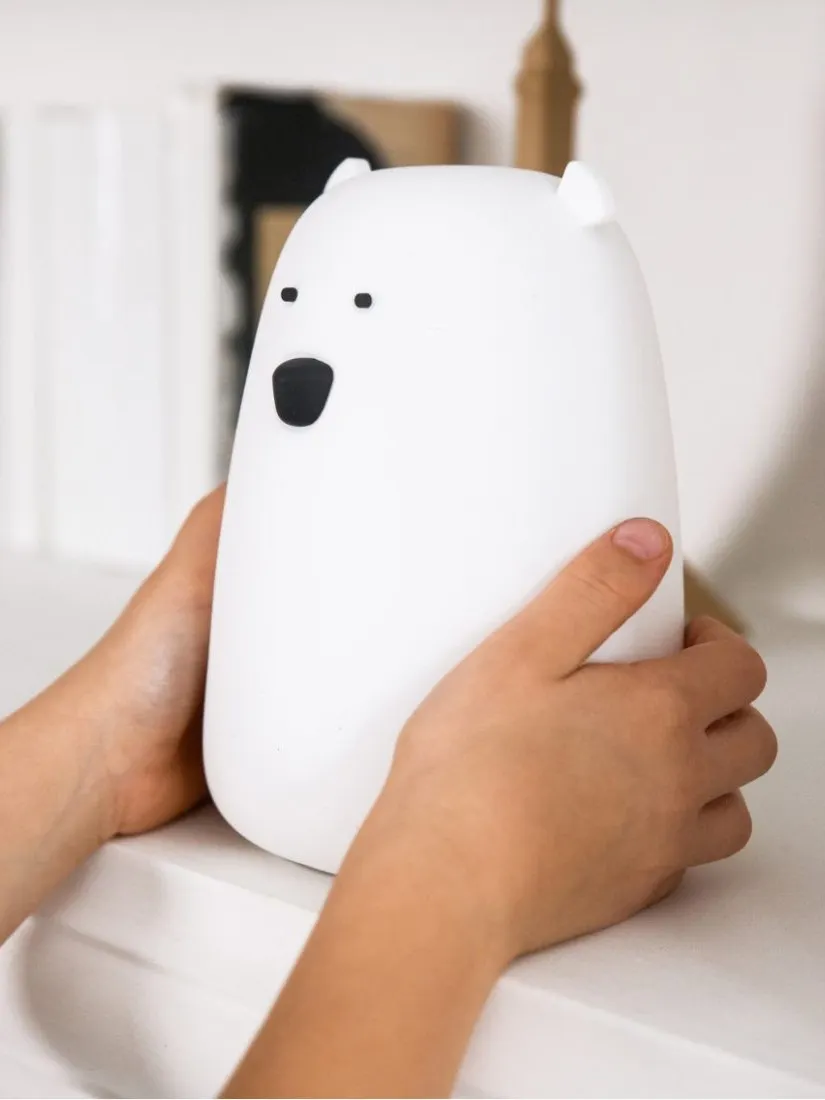 Rabbit & Friends - duży miś lampka silikonowa z pilotem Biały