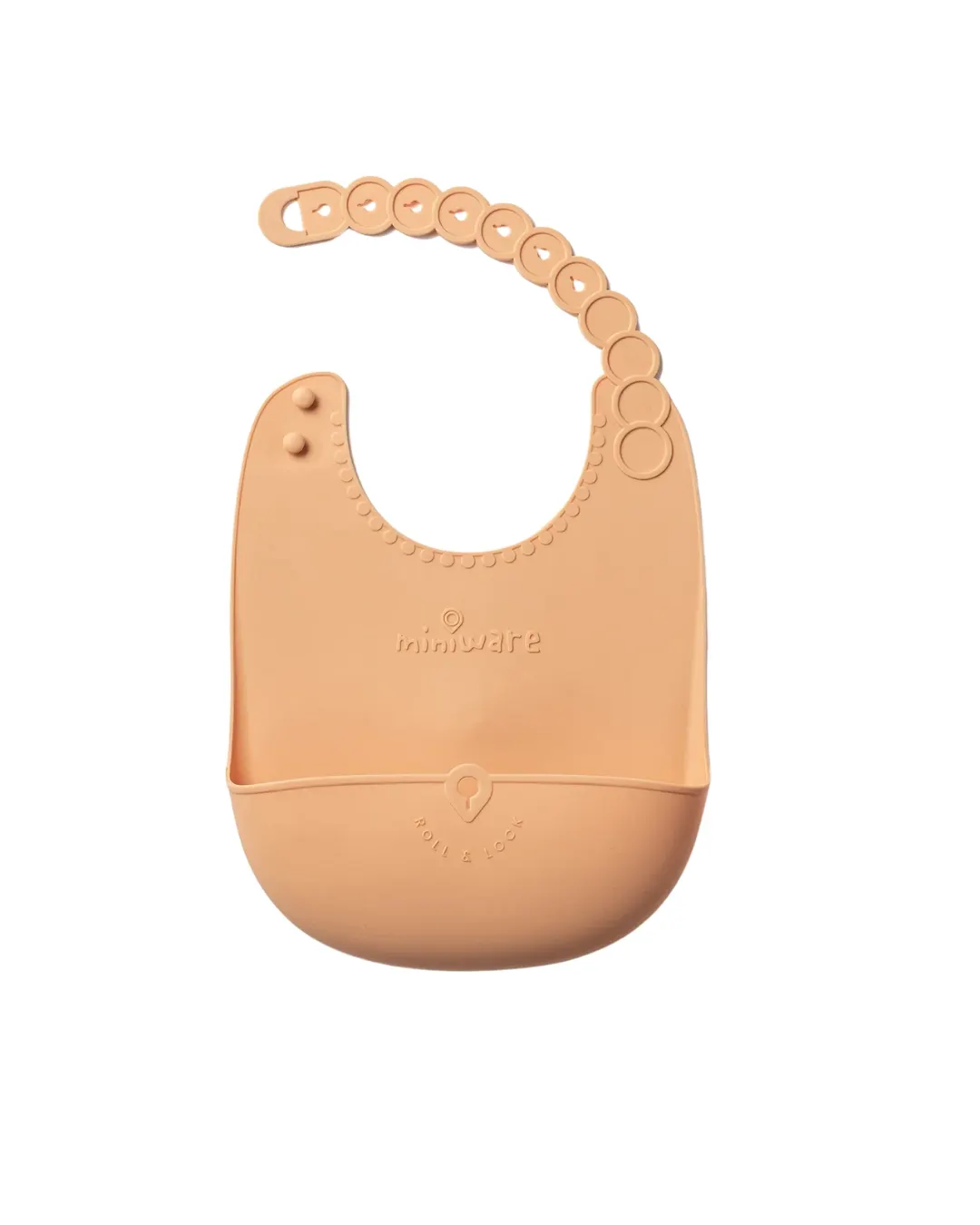 Miniware - silikonowy śliniak Roll & Lock Toffee Miniware - silikonowy śliniak Roll & Lock Toffee