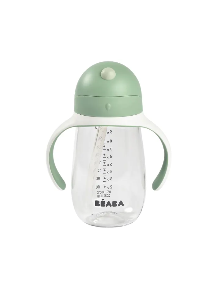 Beaba - bidon niekapek ze słomką tritanowy 300 ml Sage Green Beaba - bidon niekapek ze słomką tritanowy 300 ml Sage Green