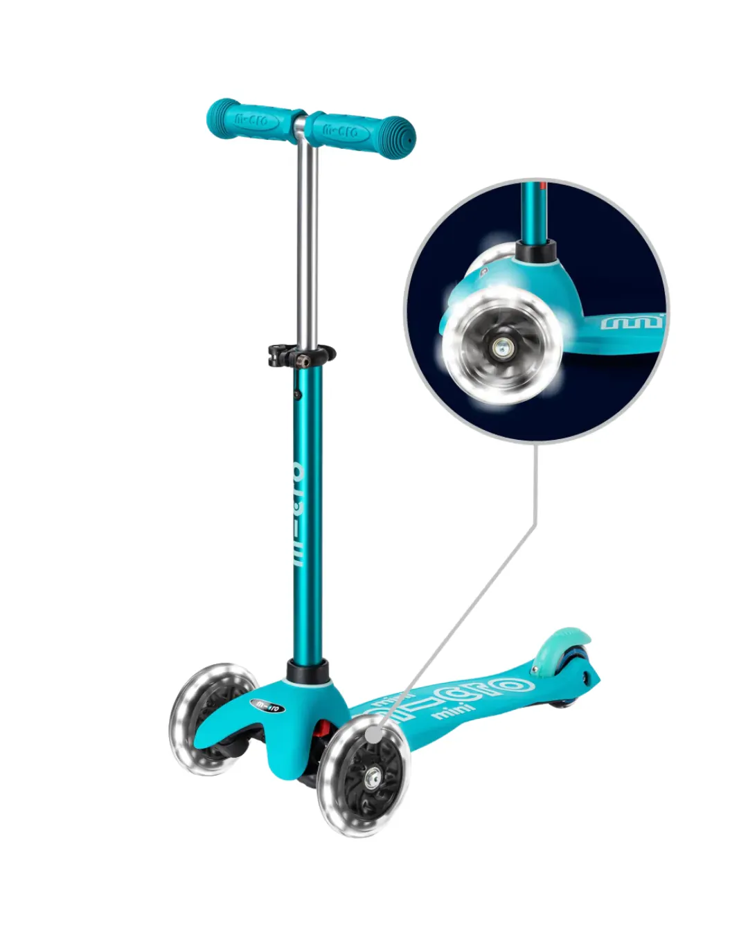 Micro - hulajnoga ze świecącymi kołami Mini Micro Deluxe LED Aqua Micro - hulajnoga ze świecącymi kołami Mini Micro Deluxe LED Aqua