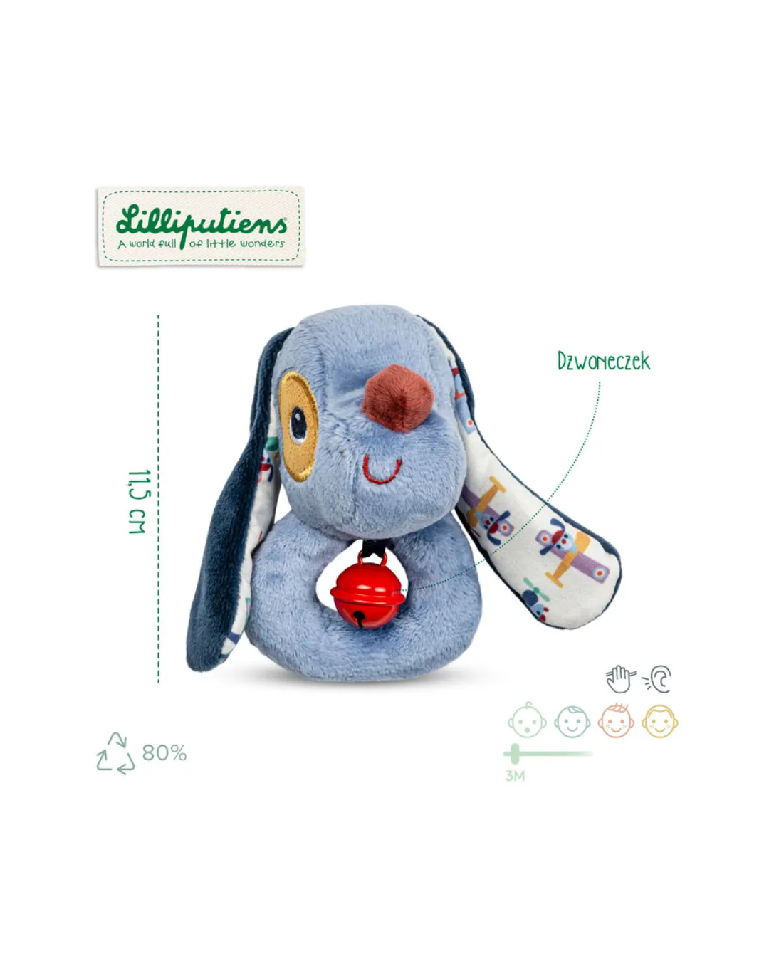 Lilliputiens - grzechotka z dzwoneczkiem Piesek Jules Lilliputiens - grzechotka z dzwoneczkiem Piesek Jules