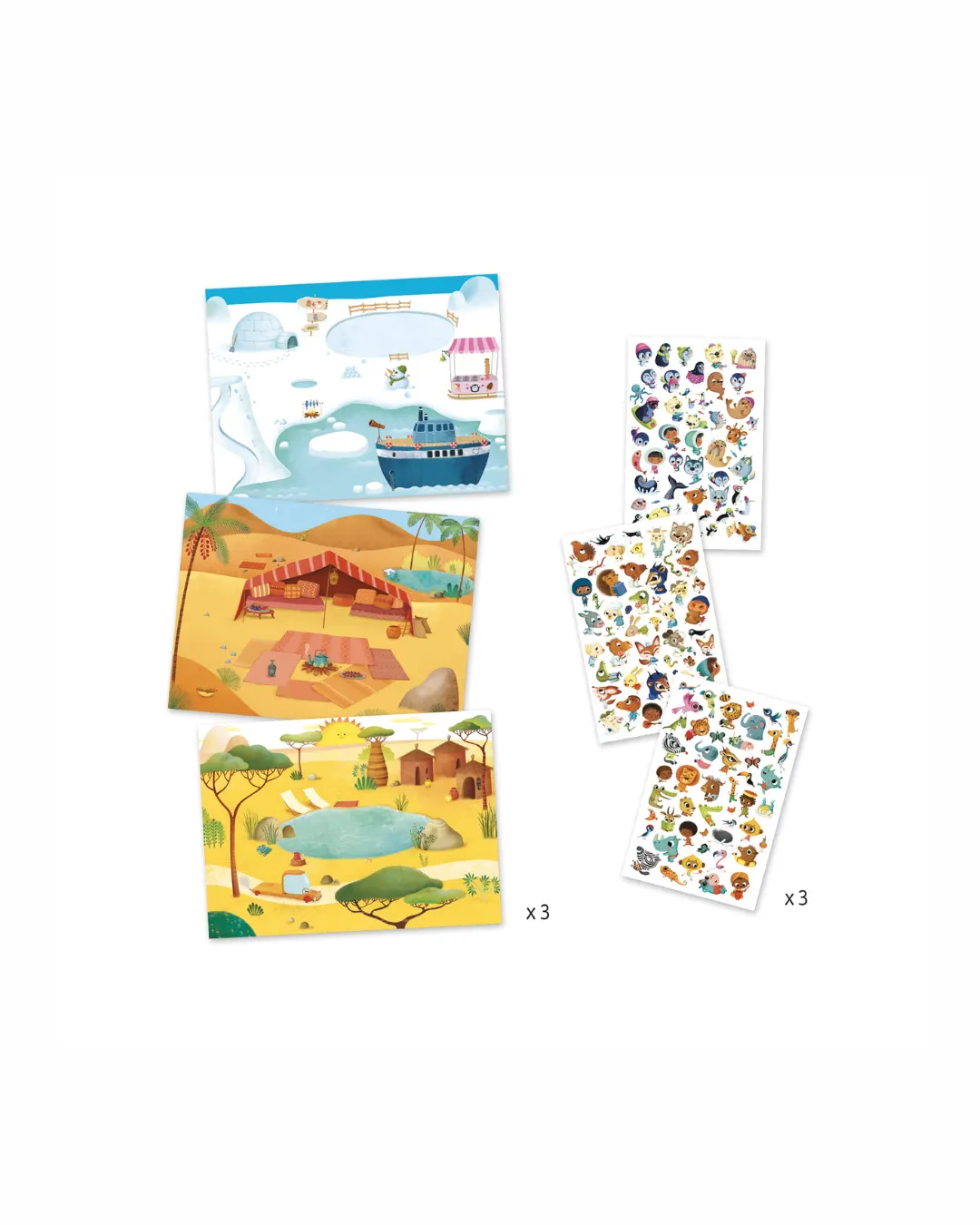 Djeco - kalkomania dla dzieci - zestaw Krainy