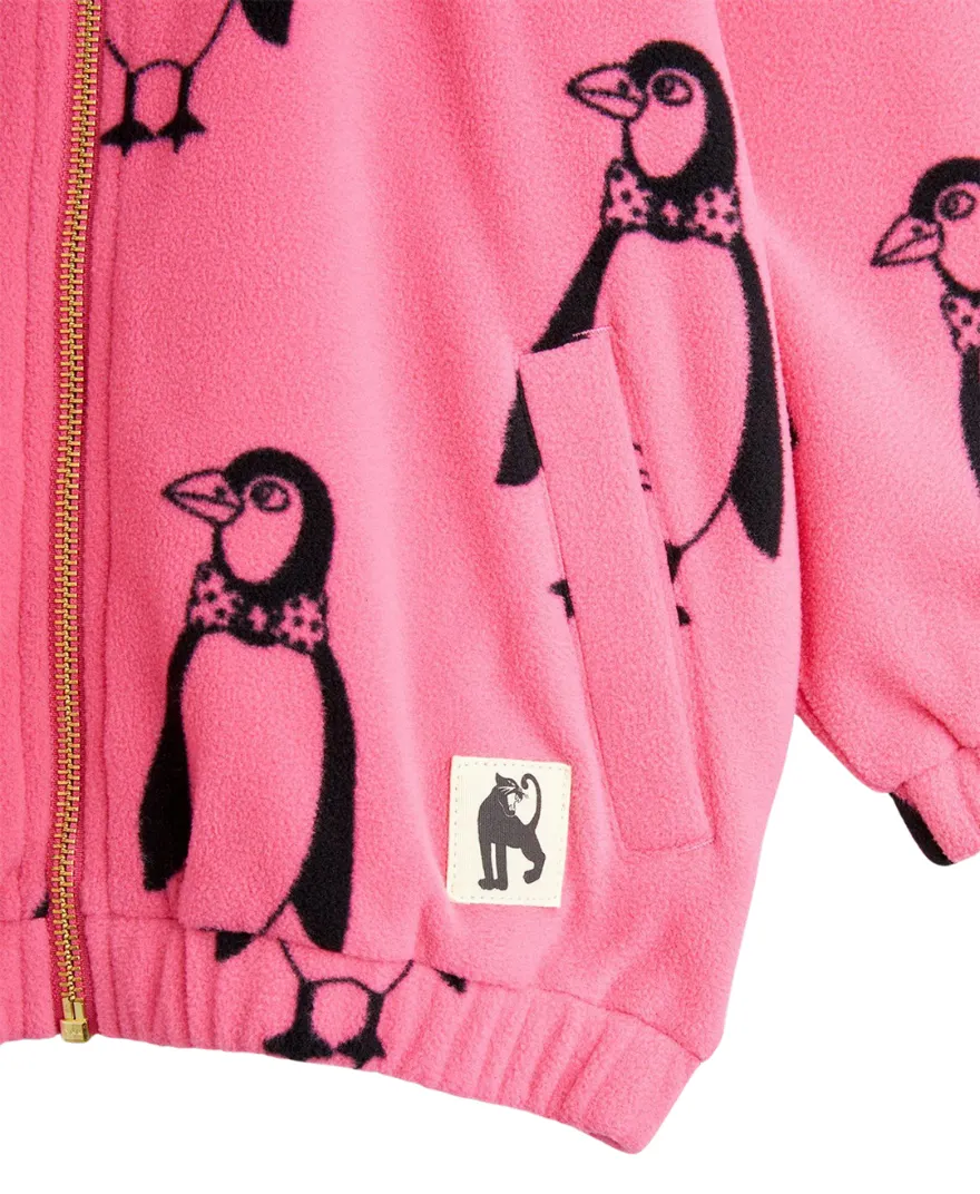 Mini Rodini - kurtka polarowa w pingwiny różowa
