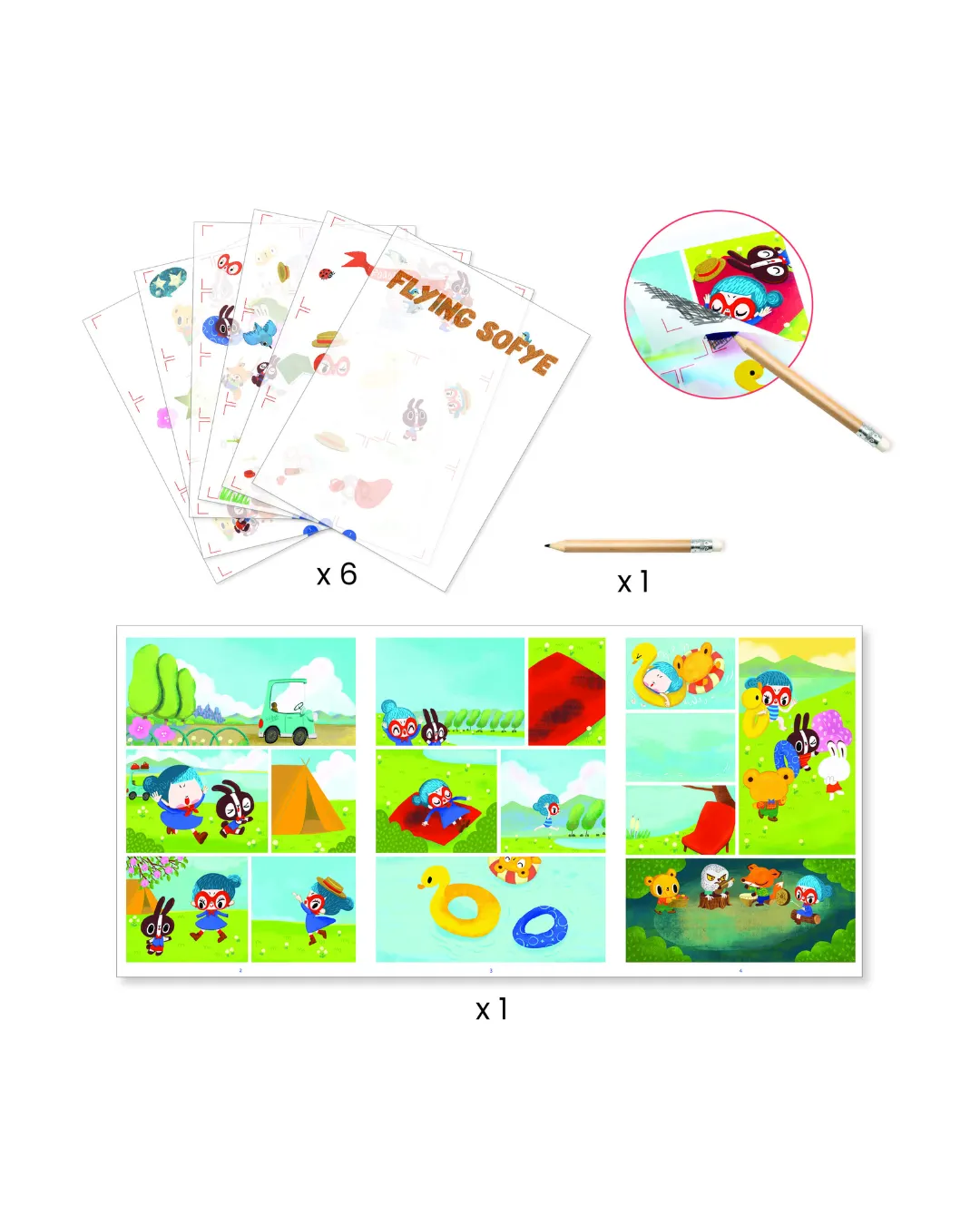 Djeco - zestaw kalkomanii komiks Latająca Sofye Djeco - zestaw kalkomanii komiks Latająca Sofye